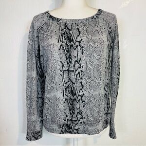 Y2K Enti Glamour Size Small S Snake Print Shirt Top Long Sleeve Gray Black